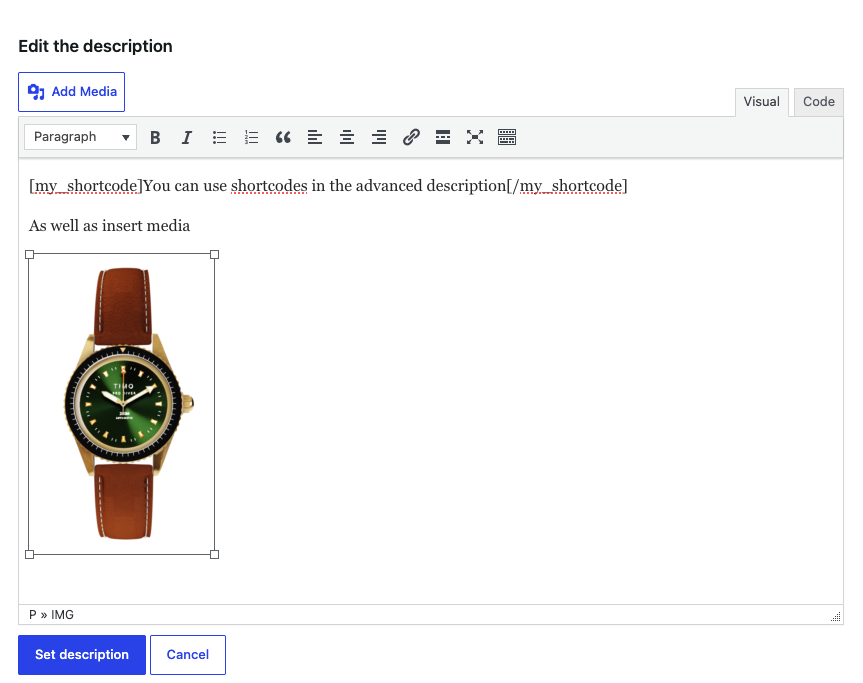 Advanced Description Editor